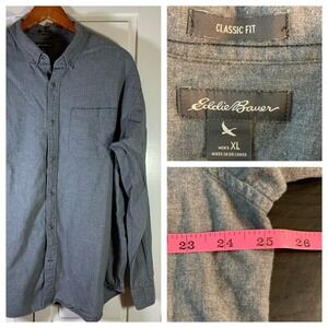 Eddie Bauer Classic Fit Long Sleeve Button Up Shirt Men's XL Gray Cotton‎
